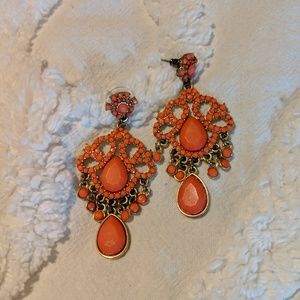 Francesca's Orange Chandelier Earrings